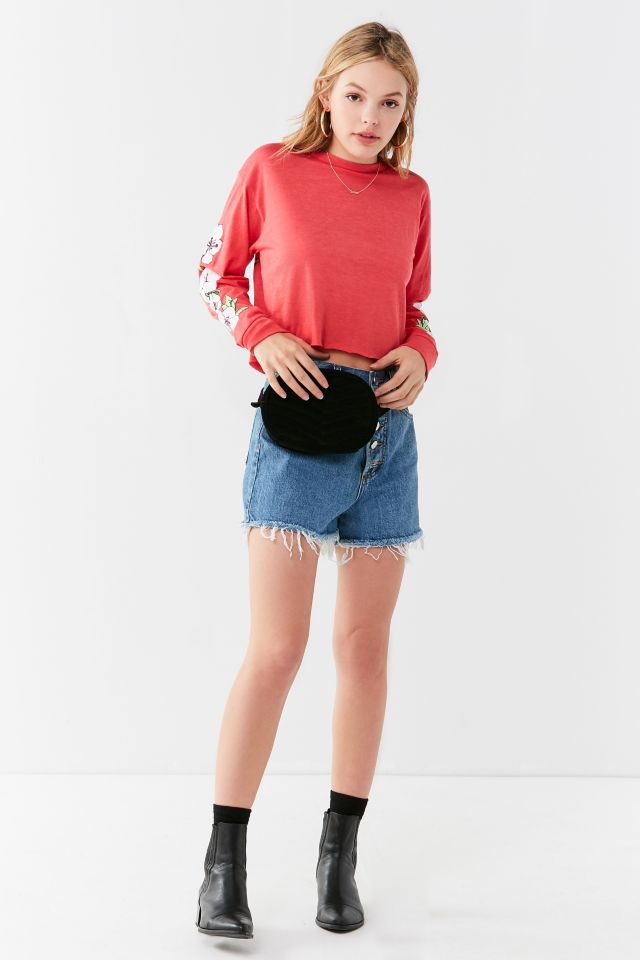 Hawaiian Flower Long Sleeve Cropped Tee #2