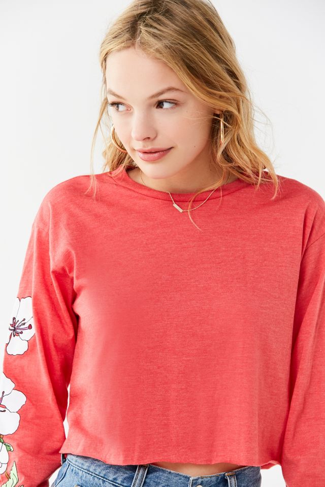 Hawaiian Flower Long Sleeve Cropped Tee #3