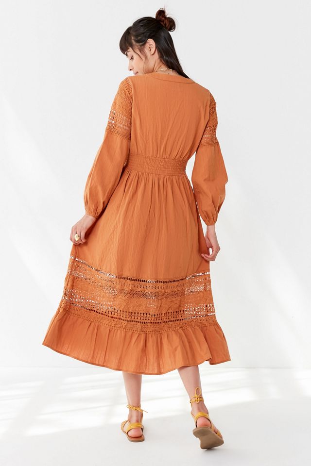 UO Kian Embroidered Button-Down Midi Dress #2