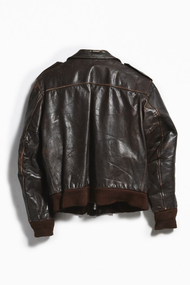 Vintage Leather Bomber Jacket #1