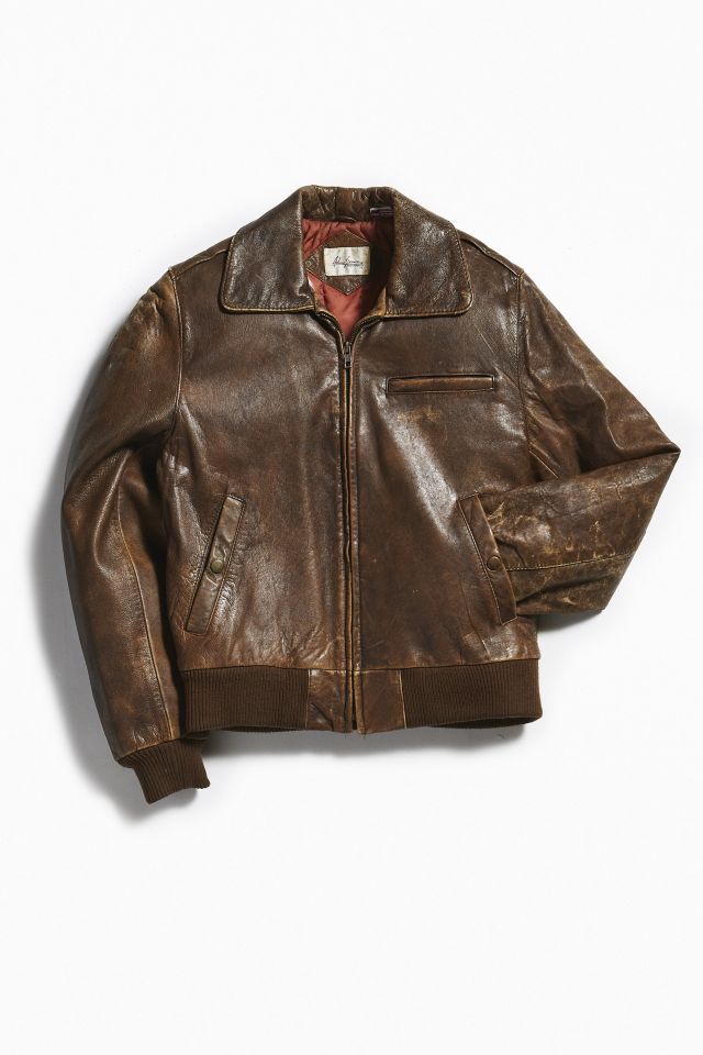 Vintage Leather Bomber Jacket