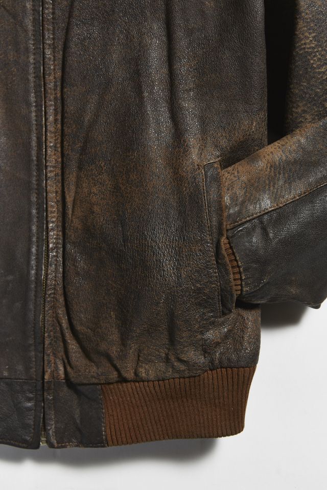 Vintage Leather Bomber Jacket #4