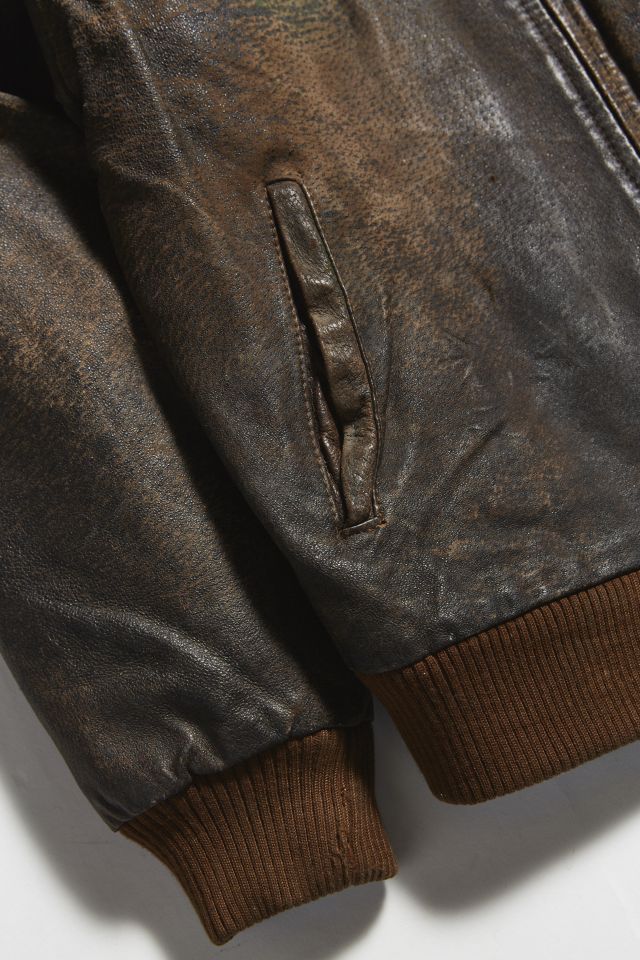 Vintage Leather Bomber Jacket #5