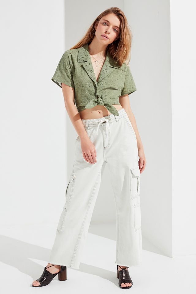UO Tie-Front Eyelet Shirt #1