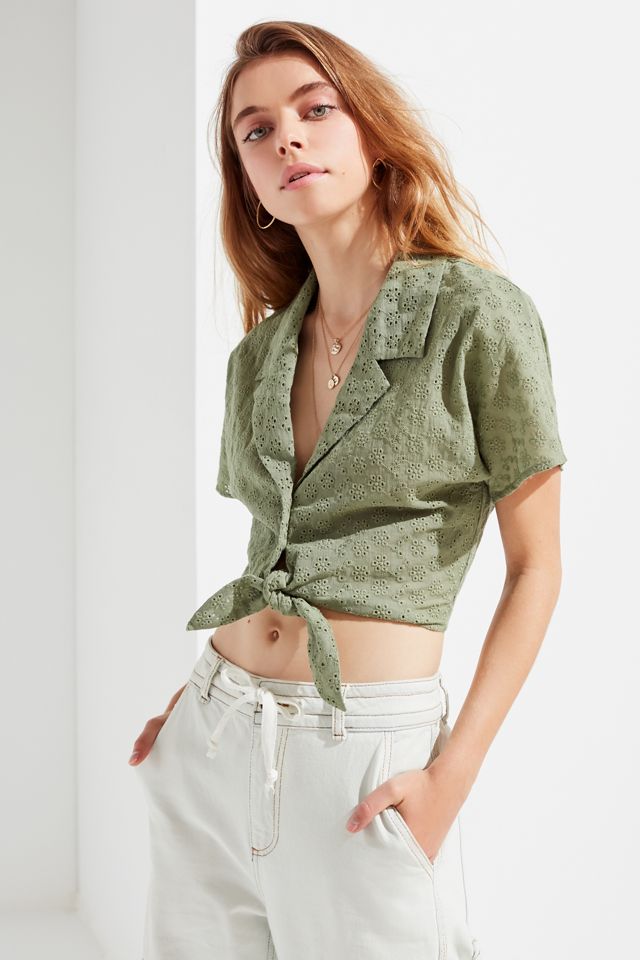 UO Tie-Front Eyelet Shirt #3