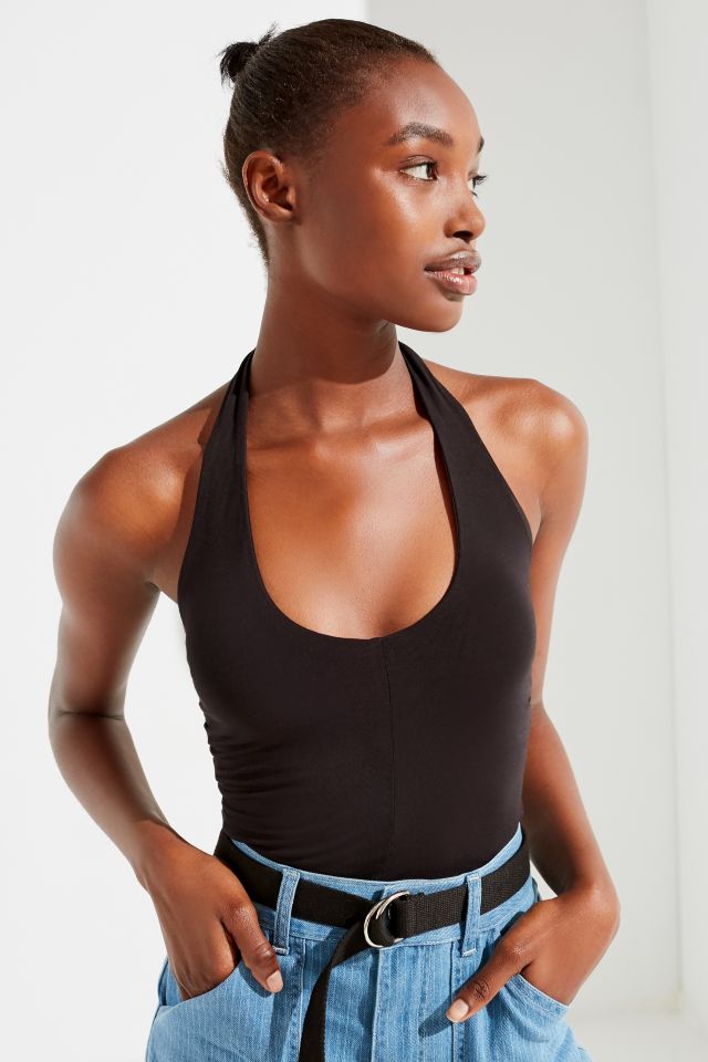 Black halter store tank top