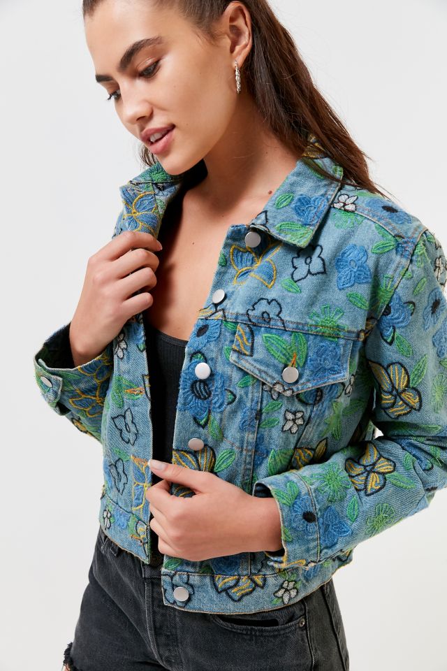 UO Floral Embroidered Trucker Jacket | Urban Outfitters