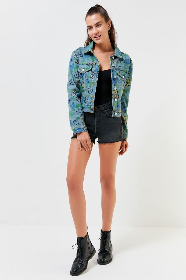 UO Floral Embroidered Trucker Jacket #2