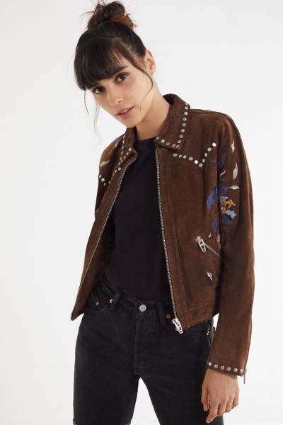 urban outfitters floral leather jacket