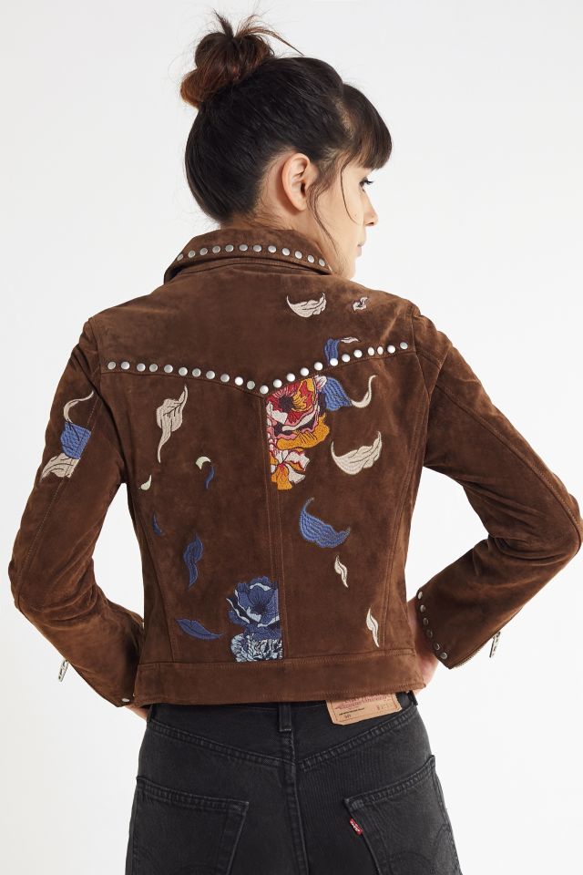 BLANKNYC Embroidered Suede Moto Jacket #1