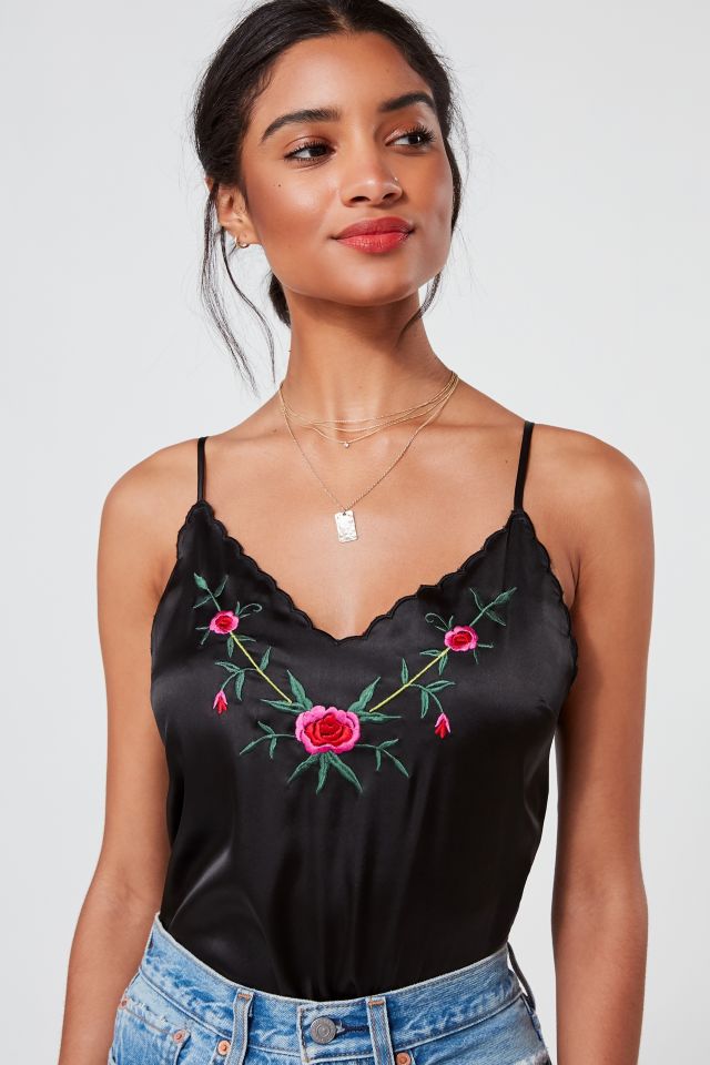 UO Cara Embroidered Silk Cami