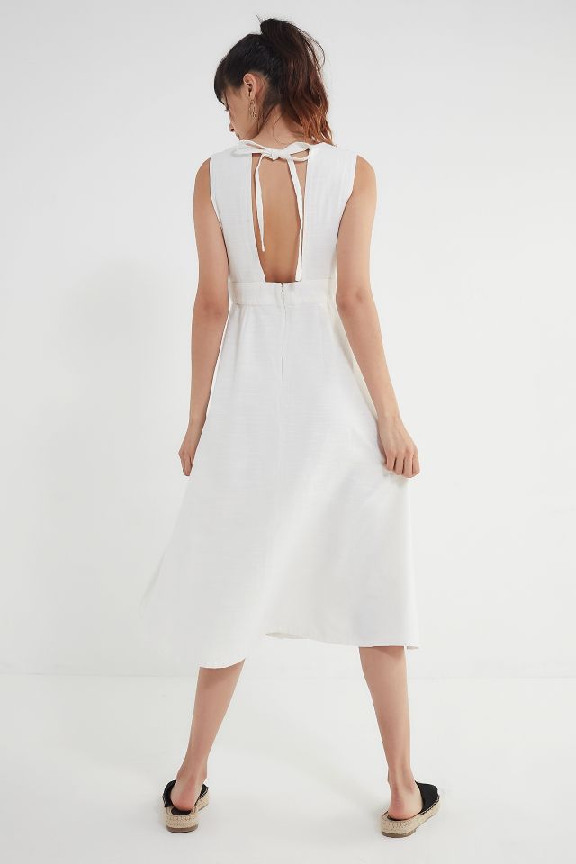 UO Millie Plunging Linen Midi Dress #2