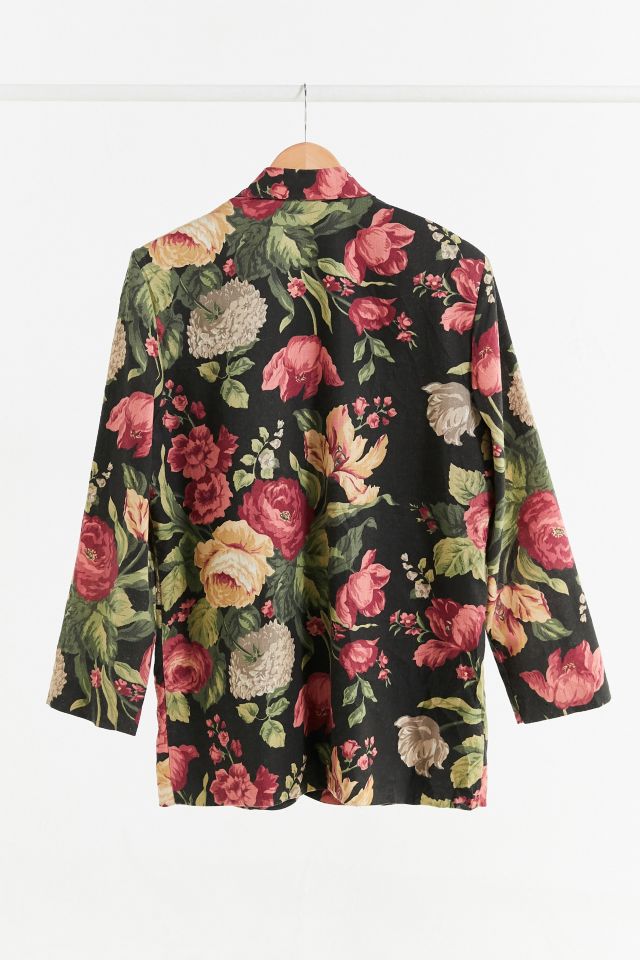 Vintage Oversized Black Floral Blazer Jacket #2