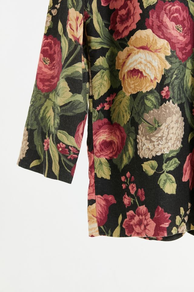 Vintage Oversized Black Floral Blazer Jacket #3