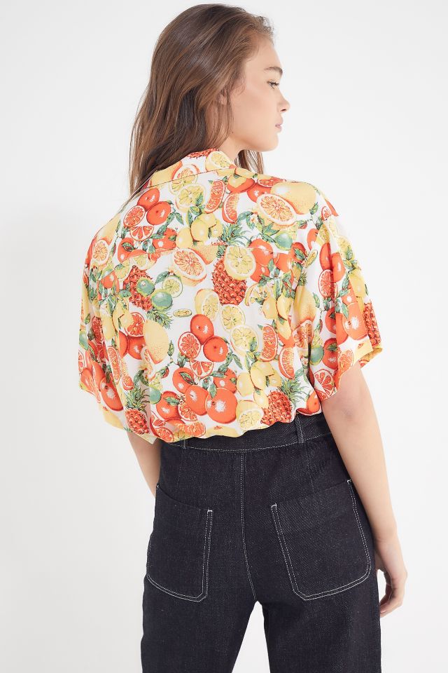 UO Cropped Button-Down Hawaiian Shirt #1