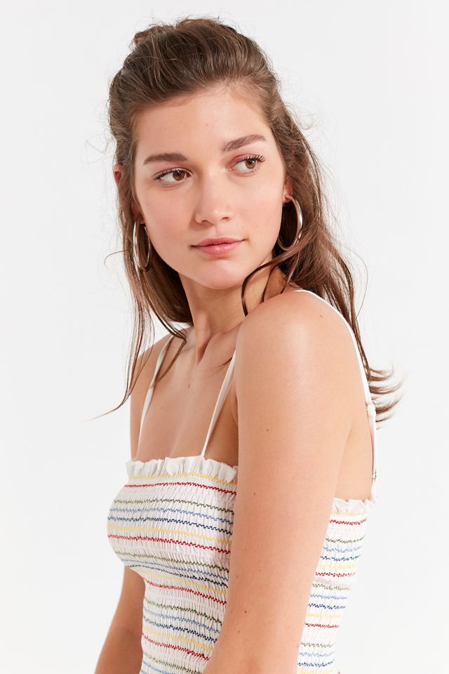 UO Rainbow Striped Smocked Mini Dress #1