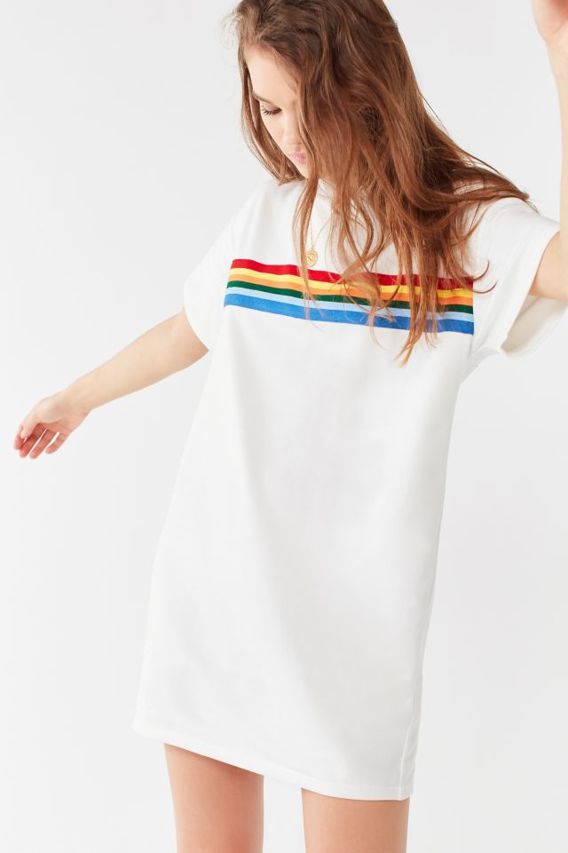 White rainbow t store shirt dress