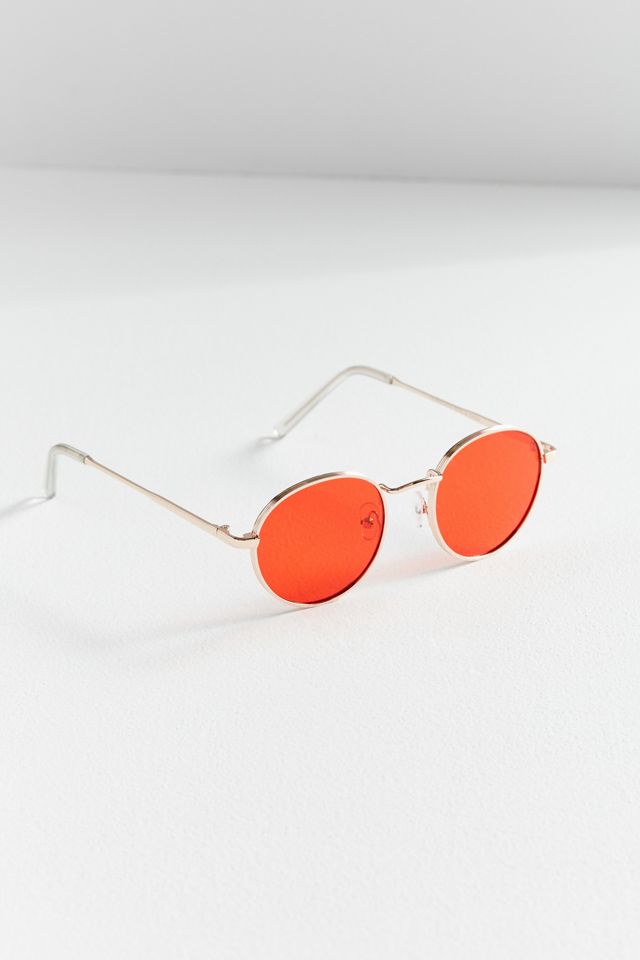 Cherry Red Metal Round Sunglasses #1