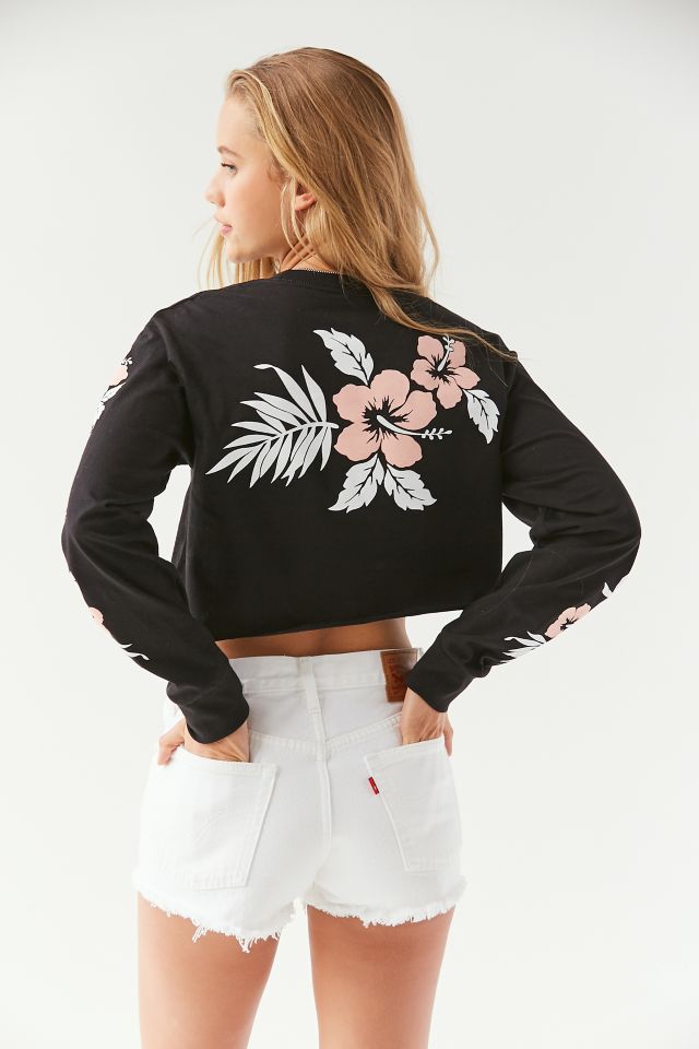 UO Hawaiian Flower Cropped Long Sleeve Tee #2