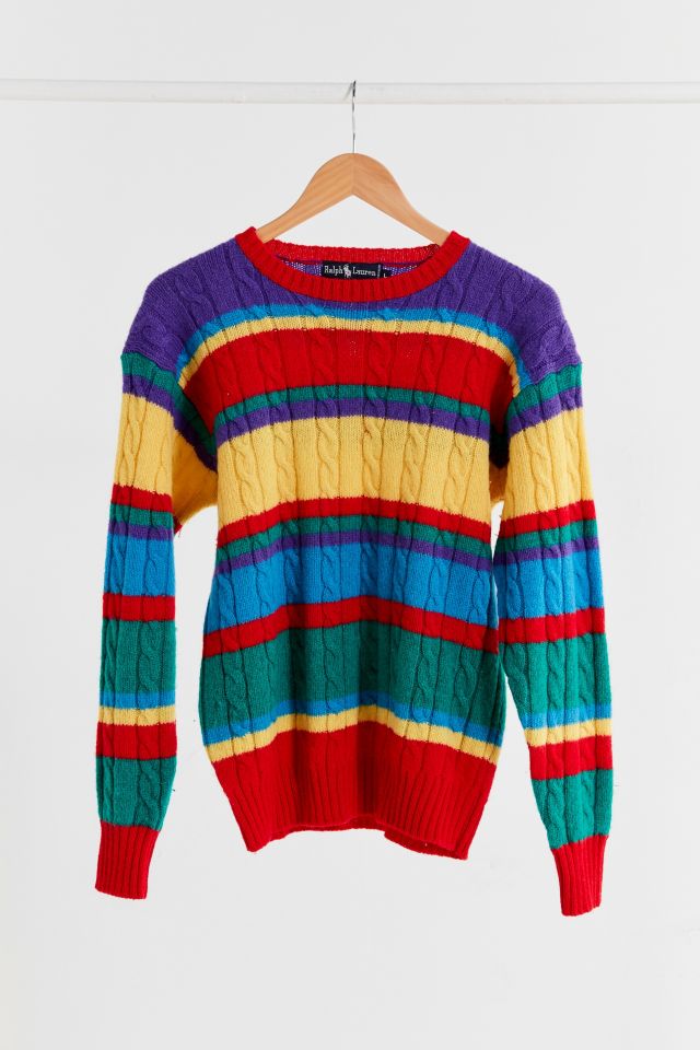 Vintage Ralph Lauren Rainbow Stripe Wool Sweater