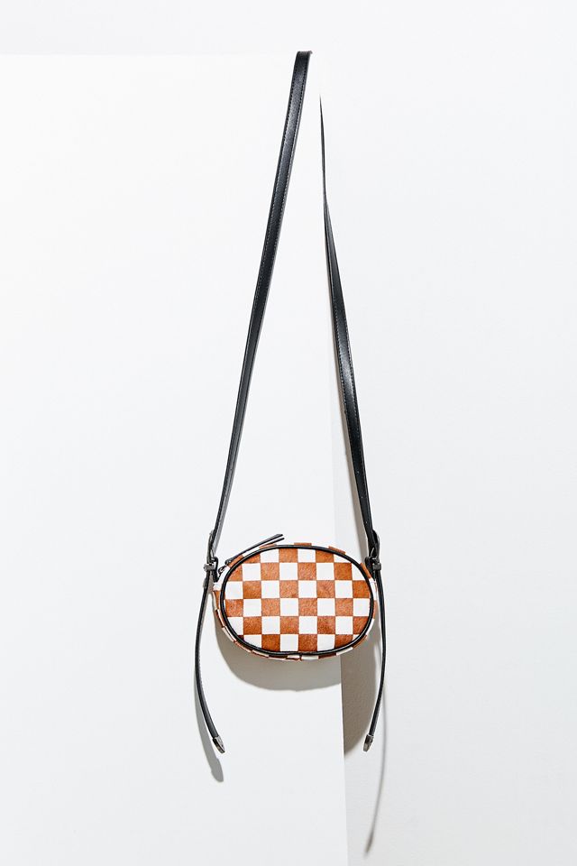 Checkered Chain Strap PU Crossbody Chest Bag