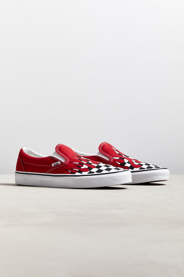 Vans Slip-On Checkerboard Flame Sneaker | Urban Outfitters