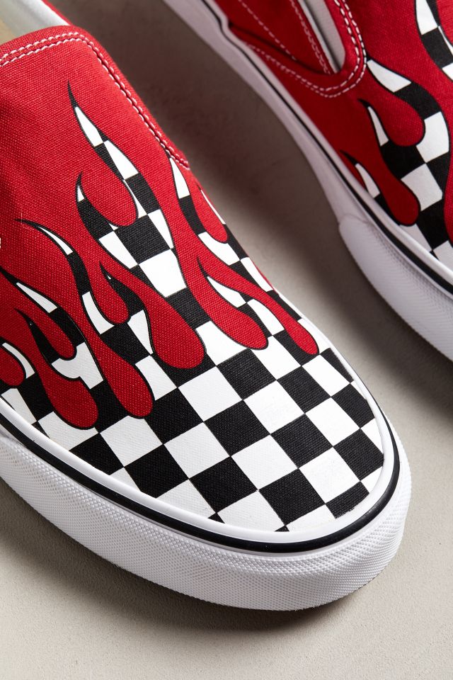Vans Slip-On Checkerboard Flame Sneaker #2