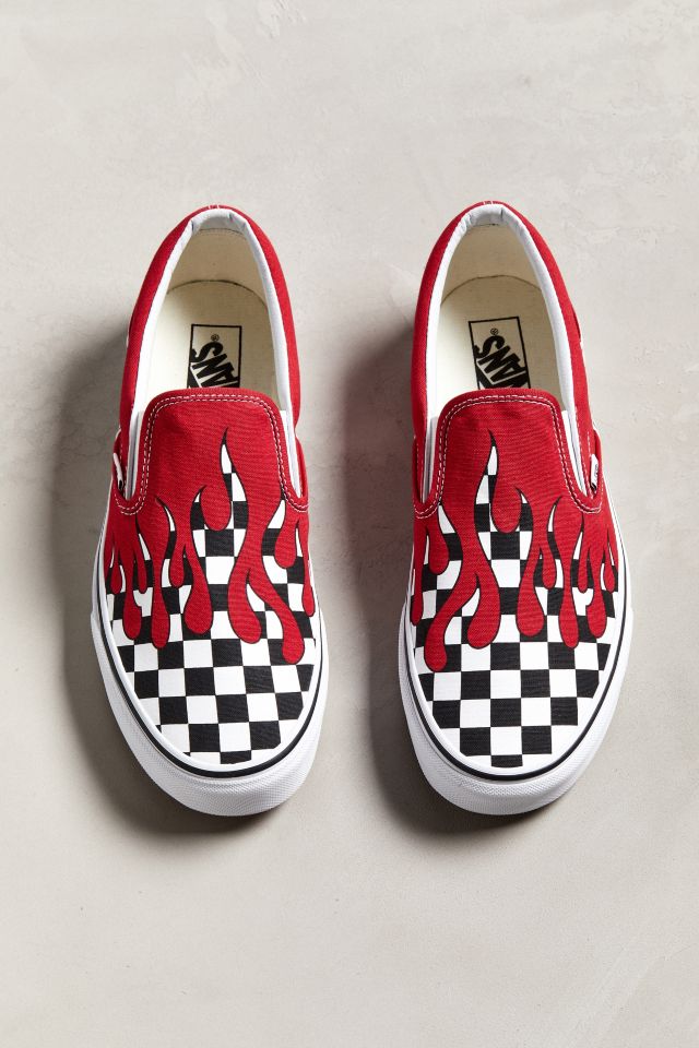 Vans Slip-On Checkerboard Flame Sneaker #4