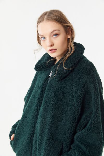 Urban outfitters 2025 green teddy coat