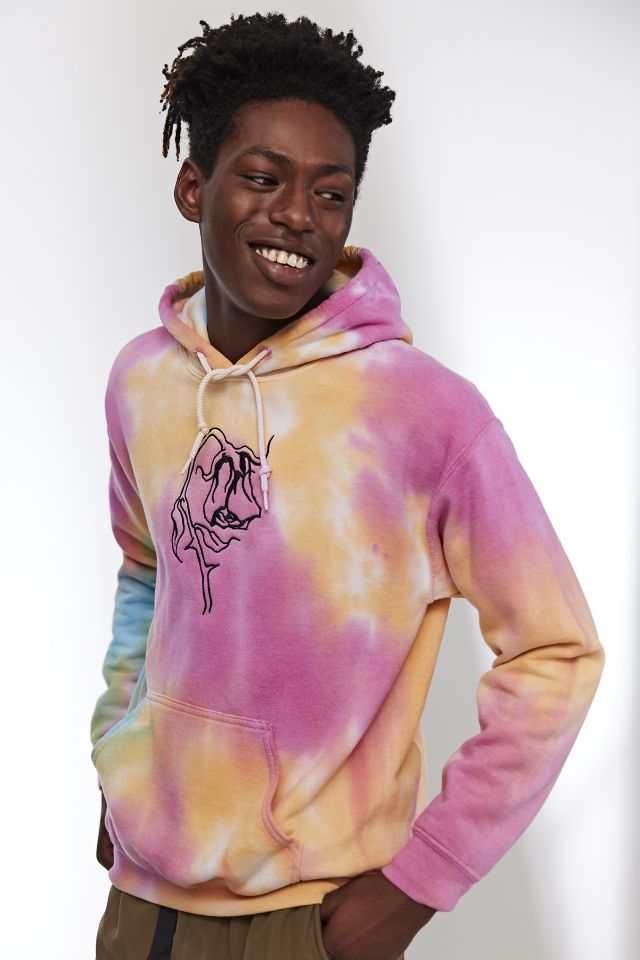 Embroidered Sad Rose Tie Dye Hoodie Sweatshirt Urban Outfitters