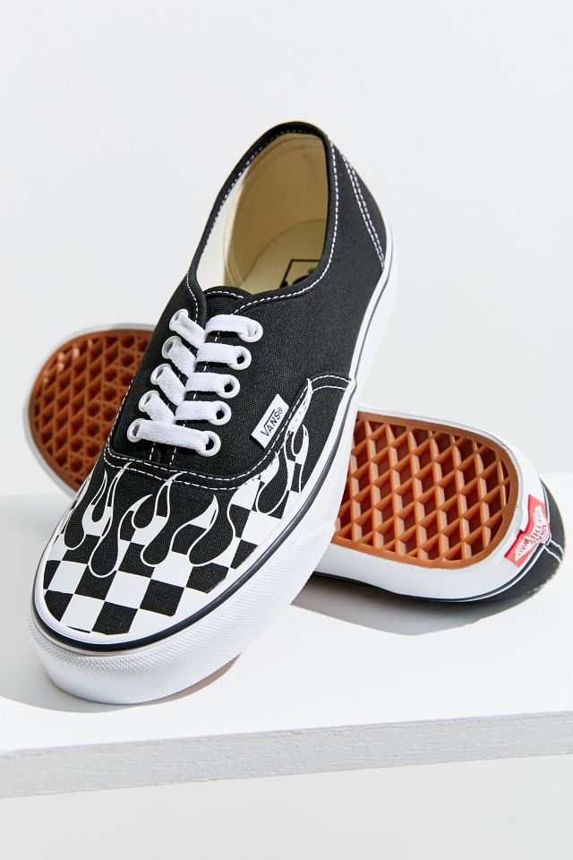 Custom Checkerboard Vans with hand painted flames . - Depop