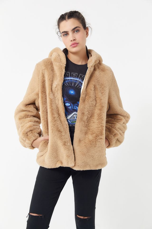 Uo faux best sale fur hoodie sweatshirt