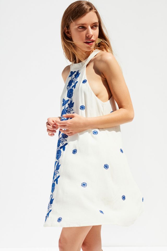 uo forever embroidered mini dress Urban Outfitters Forever Embroidered babydoll dress