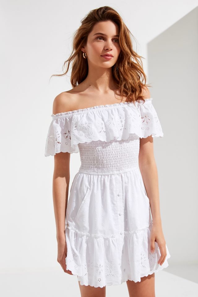 RAHI Cali Off The Shoulder Eyelet Mini Dress