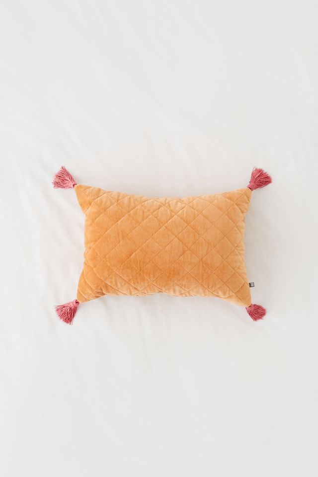 Quilted Velvet Tassel Bolster Pillow #1