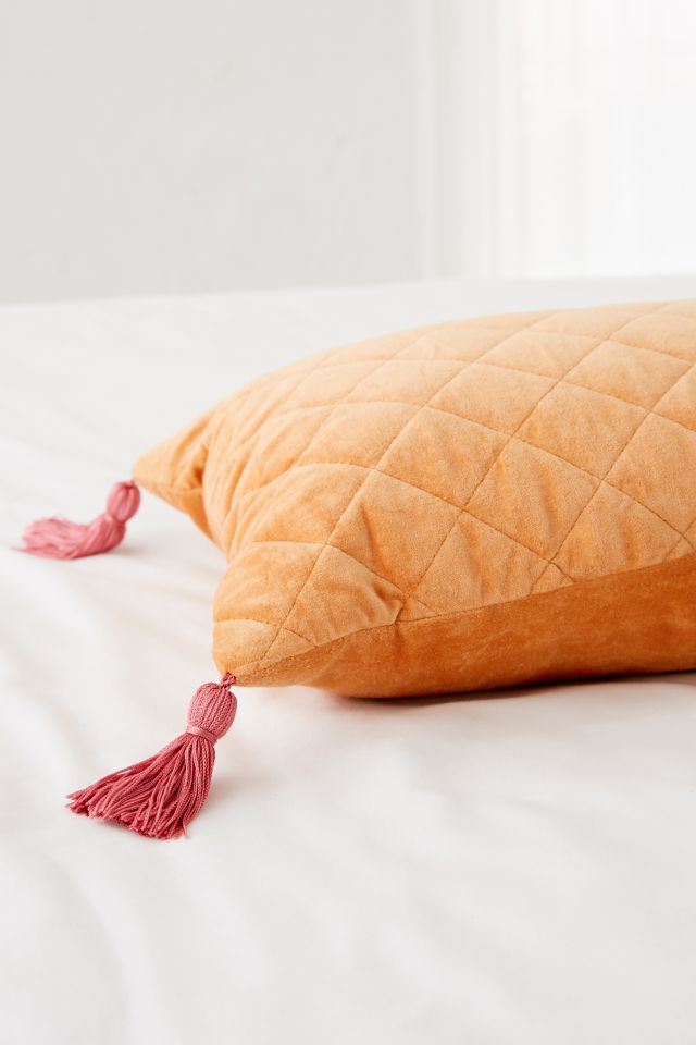 Quilted Velvet Tassel Bolster Pillow #2