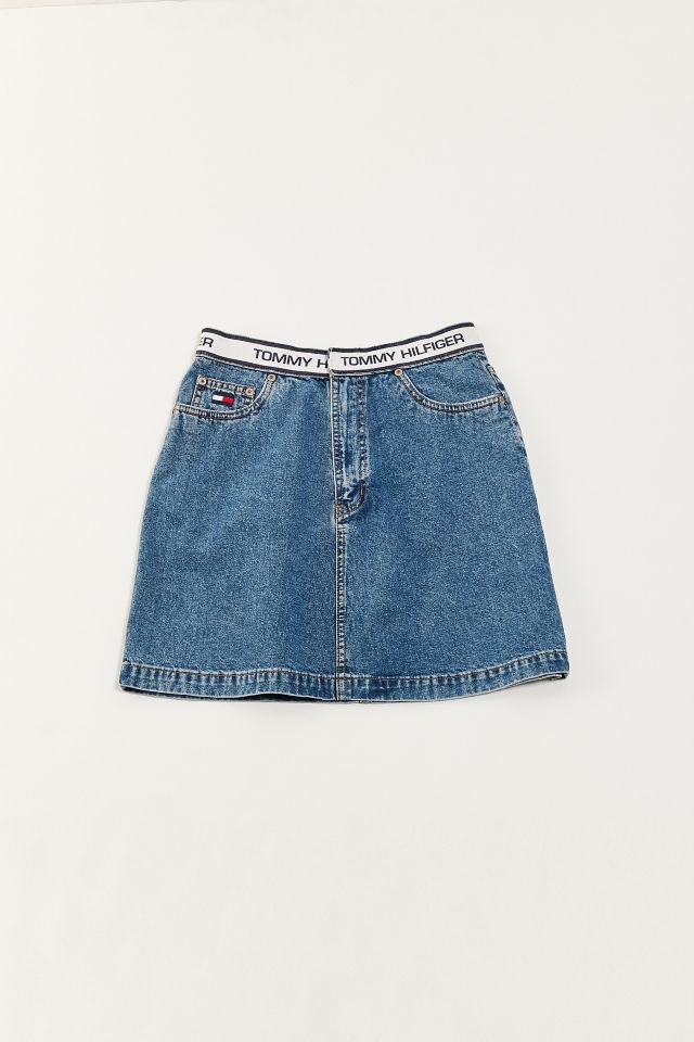 Vintage Tommy Hilfiger ‘90s Logo Waistband Denim Skirt #1