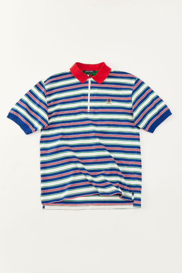 Vintage Tommy Hilfiger ‘90s Stripe Zip Polo Shirt | Urban Outfitters