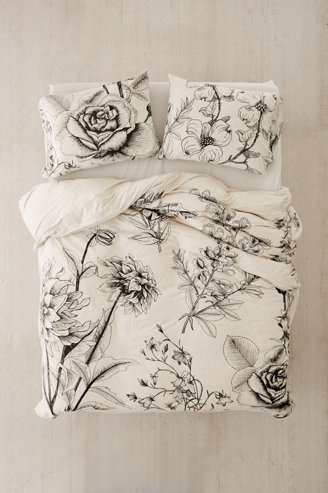 Makenna Etched Floral Jersey Duvet Cover #1