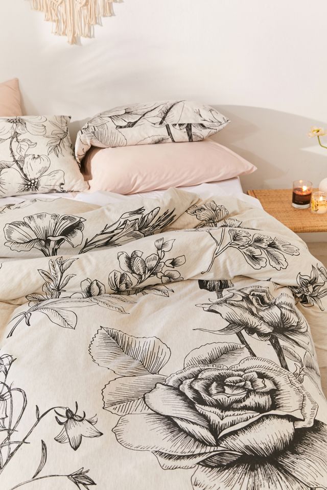 Makenna Etched Floral Jersey Duvet Cover #2