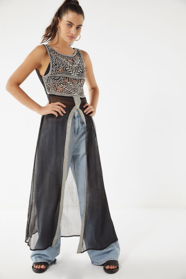 UO Milla Embroidered Sheer Maxi Top #5