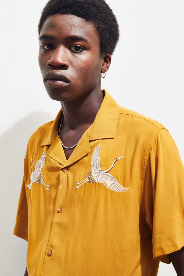 UO Honey Embroidered Crane Vacation Shirt #1