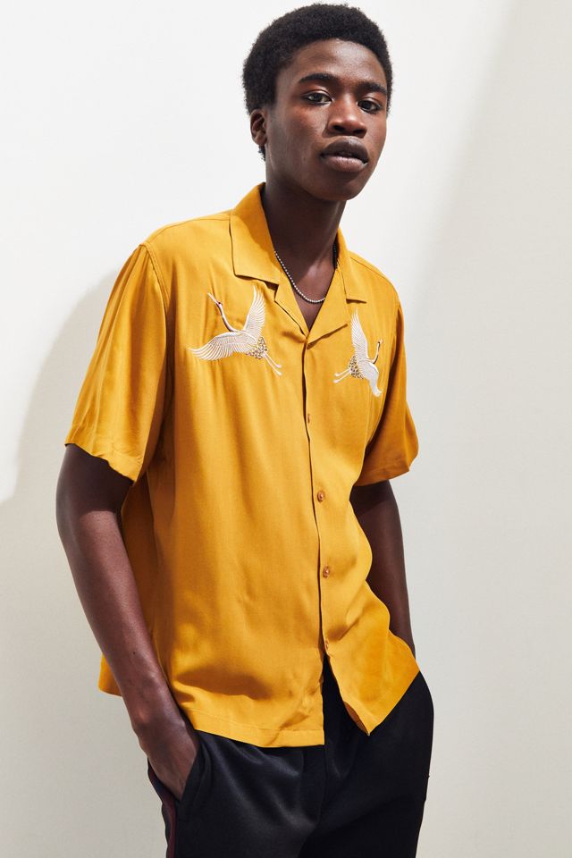UO Honey Embroidered Crane Vacation Shirt #2