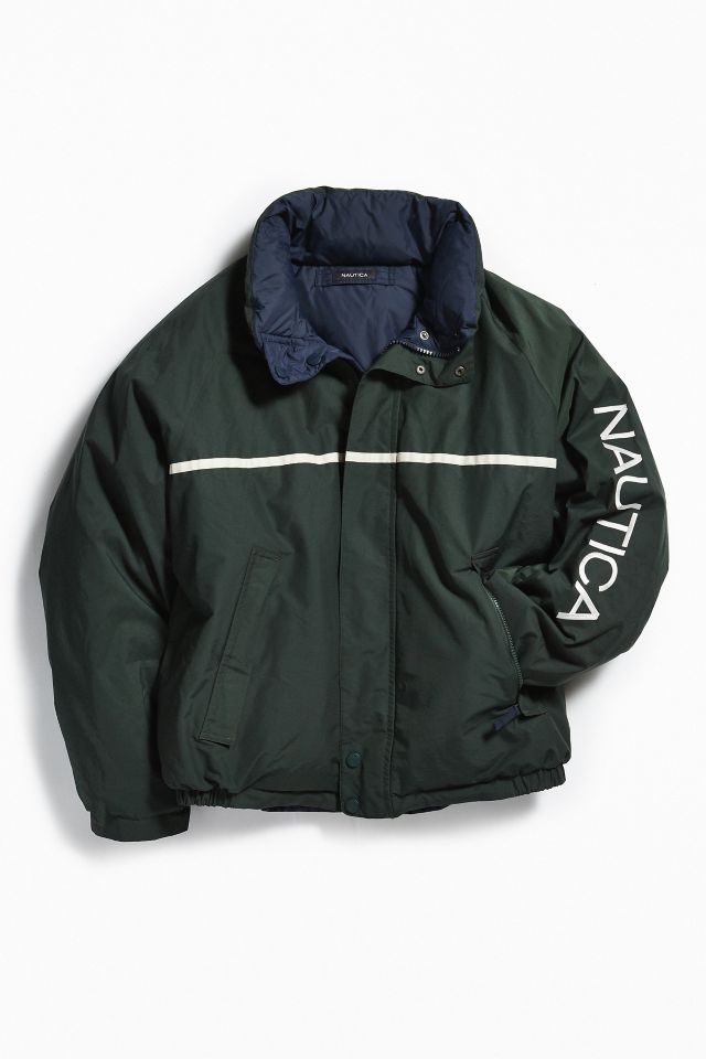 Vintage Nautica Dark Green Reversible Puffer Jacket | Urban Outfitters ...
