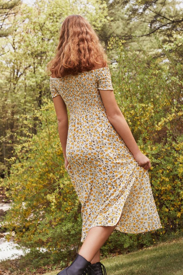 UO Monica Smocked Off-The-Shoulder Midi Dress #1