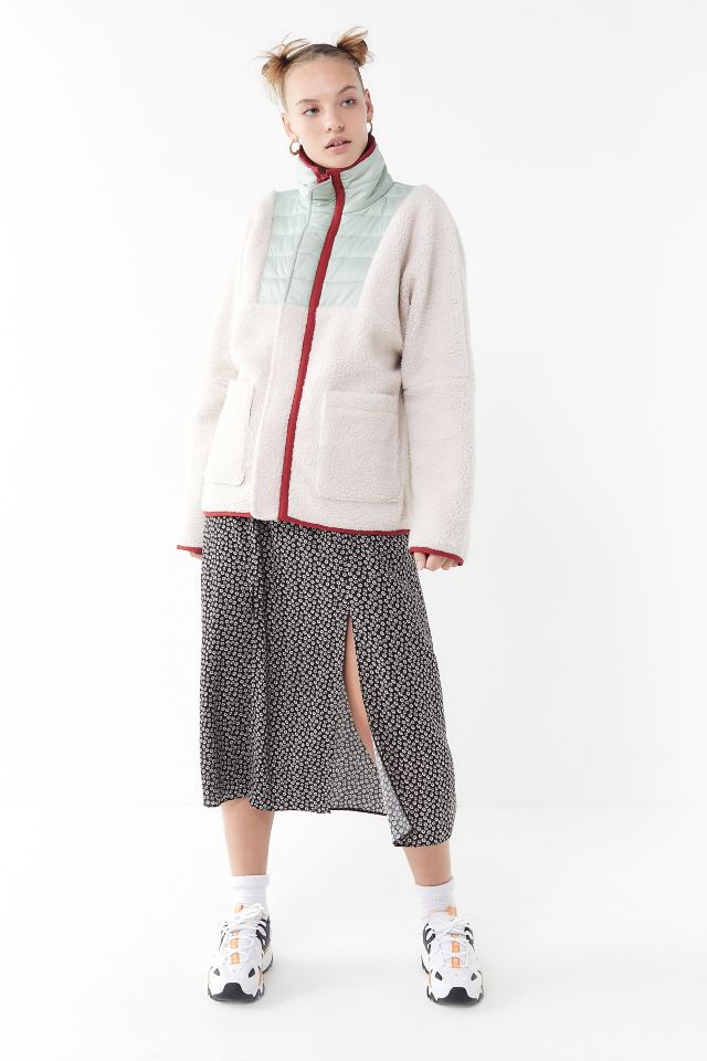 UO Sherpa Fleece Contrast Trim Jacket  #3