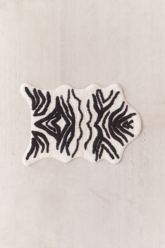 Faux Hide Black + White Bath Mat #1