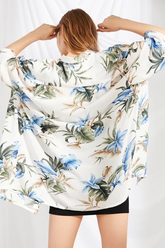 Chemise Surdimensionnée Vintage à Imprimé Tropical #1