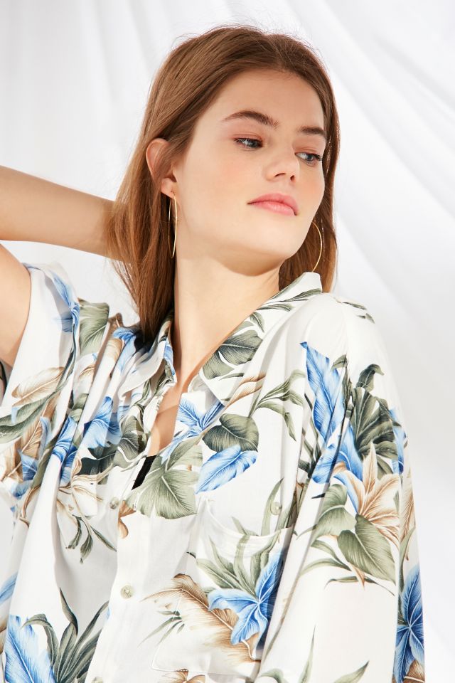 Chemise Surdimensionnée Vintage à Imprimé Tropical #3