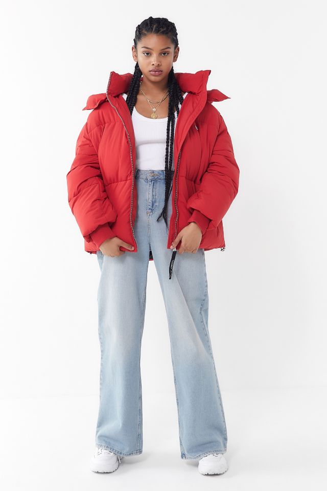 Tommy jeans oversized hooded puffer best sale jacket